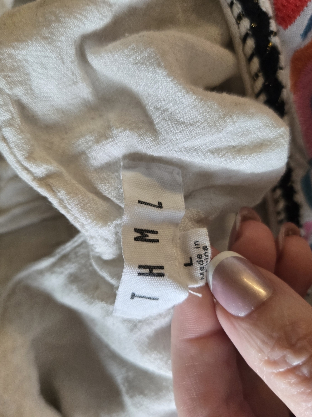 Boho Embroidered V-Neck Cream Dress with Pink and Blue Accents - Picture 7 of 9